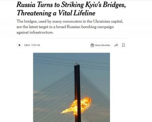 NYT: Закрытие мостов через Днепр грозит Киеву логистическим коллапсом